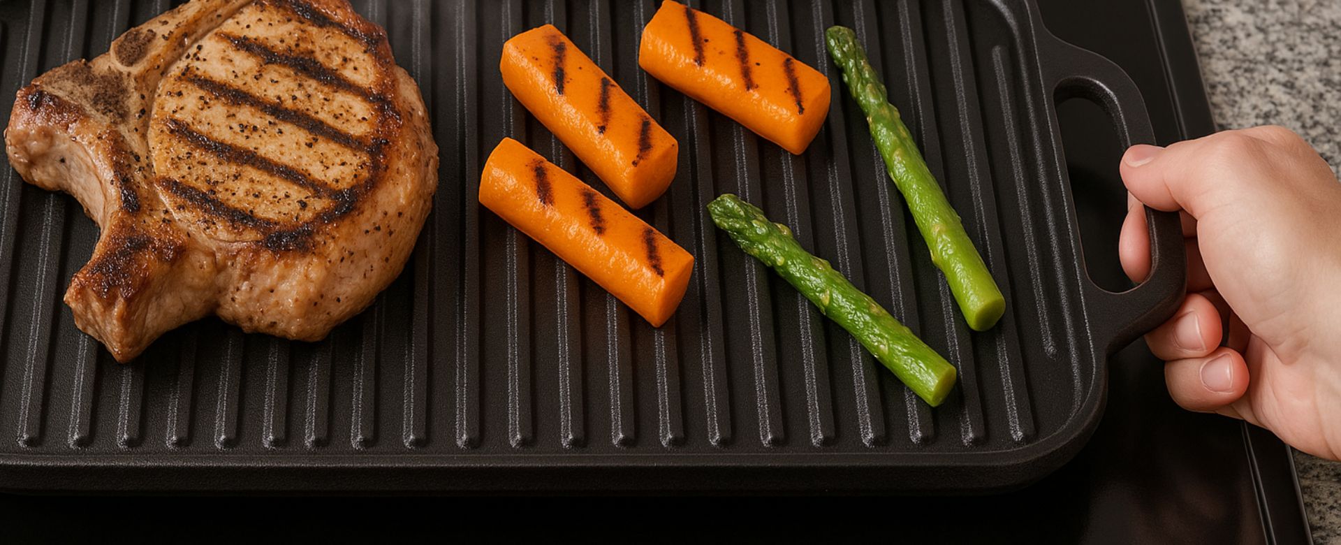 Cast iron grill plate for cooking